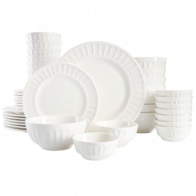 KIKUI Gracious Dining Gourmet Expressions 40-Piece Embossed Porcelain Dinnerware Set