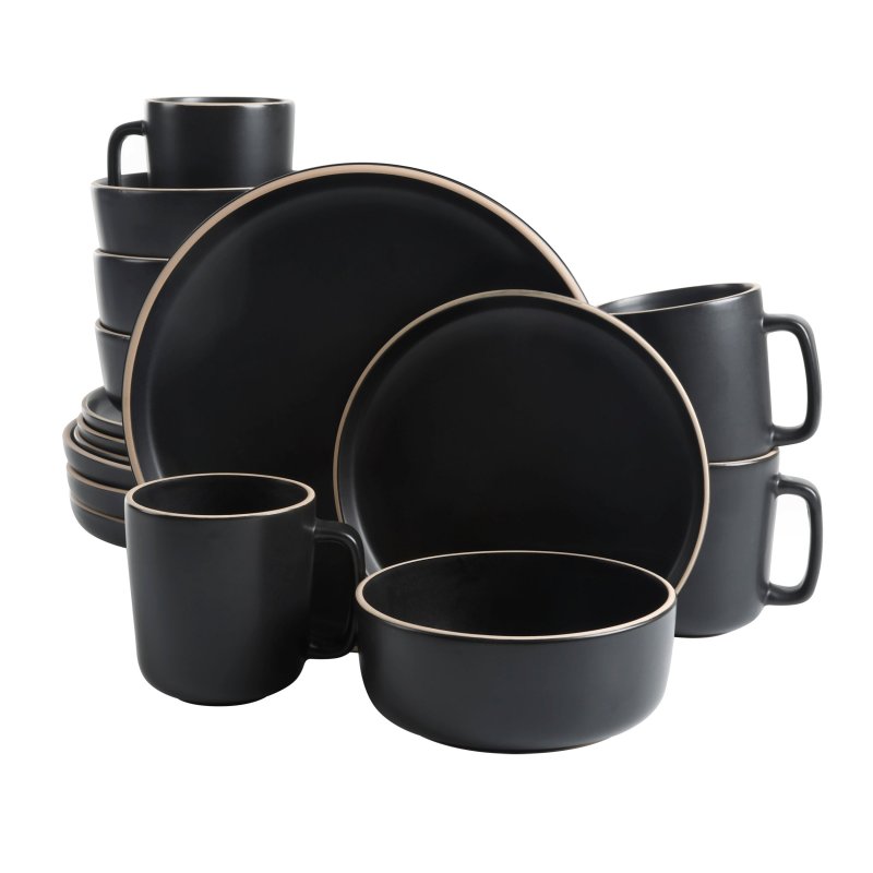 KIKUI Zuma 16-Piece Round Matte Stoneware Dinnerware Set