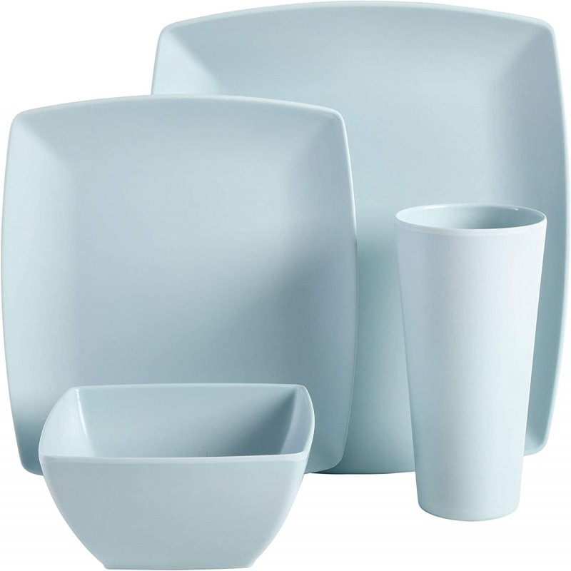 KIKUI Soho Lounge Grayson Square 16-Piece Melamine Dinnerware Set