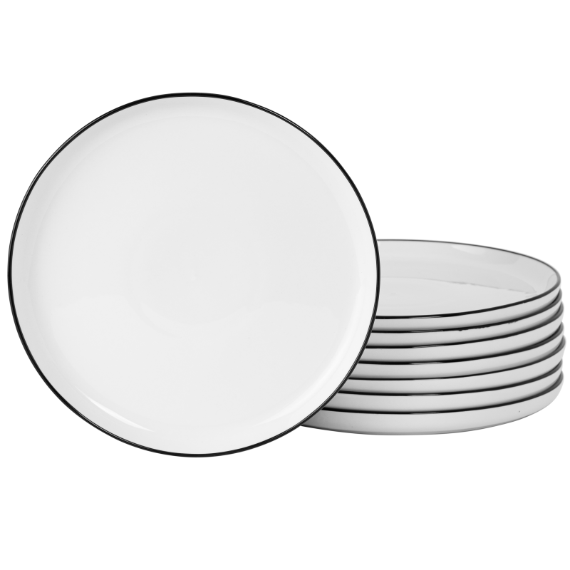 KIKUI Oslo 8-Piece Porcelain 10.5″ Dinner Plate Set