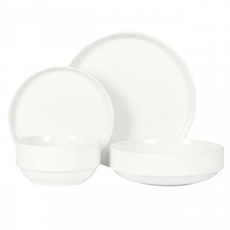 KIKUI Rothernberg 16 Piece Stackable Porcelain Plates and Bowls Dinnerware Set