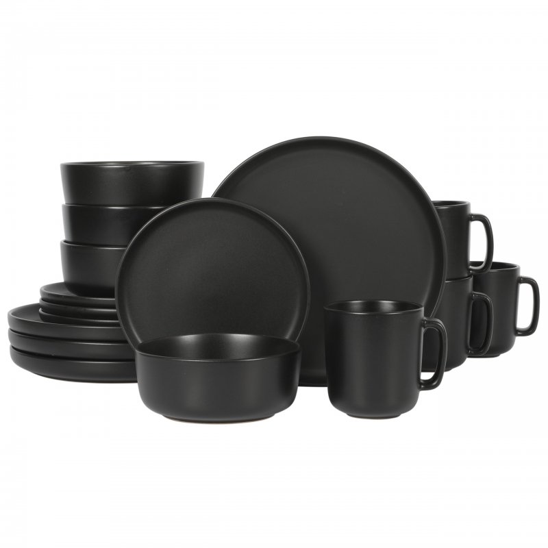 KIKUI Zuma 16-Piece Round Matte Stoneware Dinnerware Set