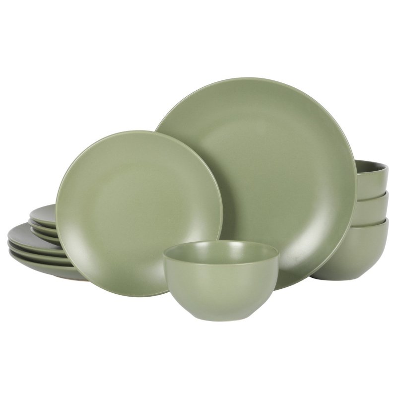 KIKUI Queenslane 12-Piece Stoneware Matte Dinnerware Set