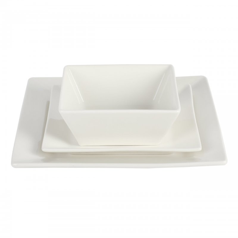 KIKUI Zen Buffet Hard Square 24-Piece Porcelain Dinnerware Set