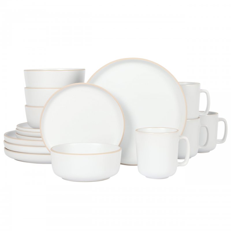 KIKUI Zuma 16-Piece Round Matte Stoneware Dinnerware Set