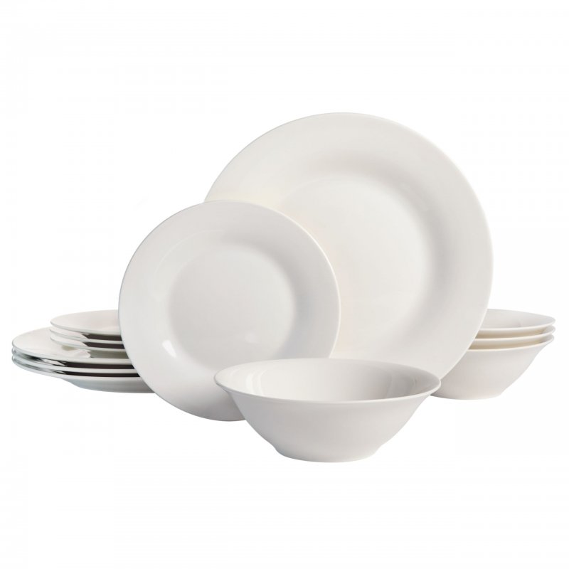 KIKUI Everyday Round 12-Piece Fine Ceramic Dinnerware Set