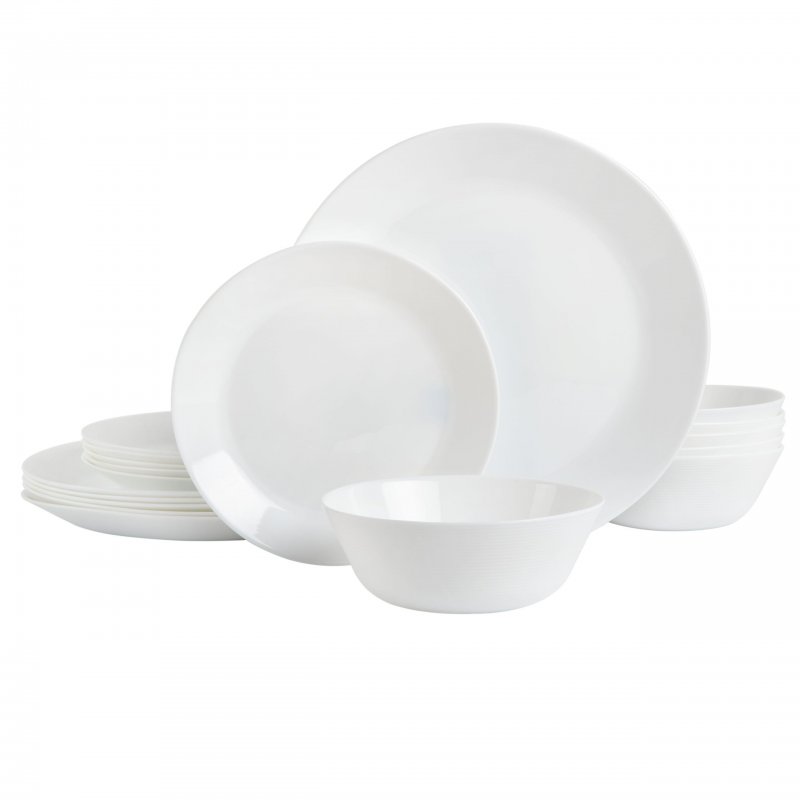 KIKUI Ultra Round 18-Piece Opal Glass Dinnerware Set