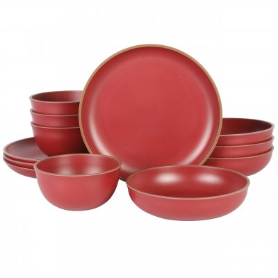 KIKUI Rockabye 12-Piece Double Bowl Melamine Dinnerware Set