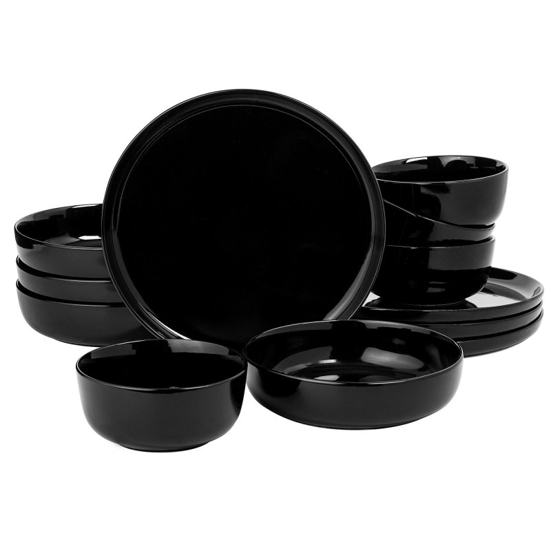 KIKUI Oslo 12-Piece Porcelain Double Bowl Dinnerware Set