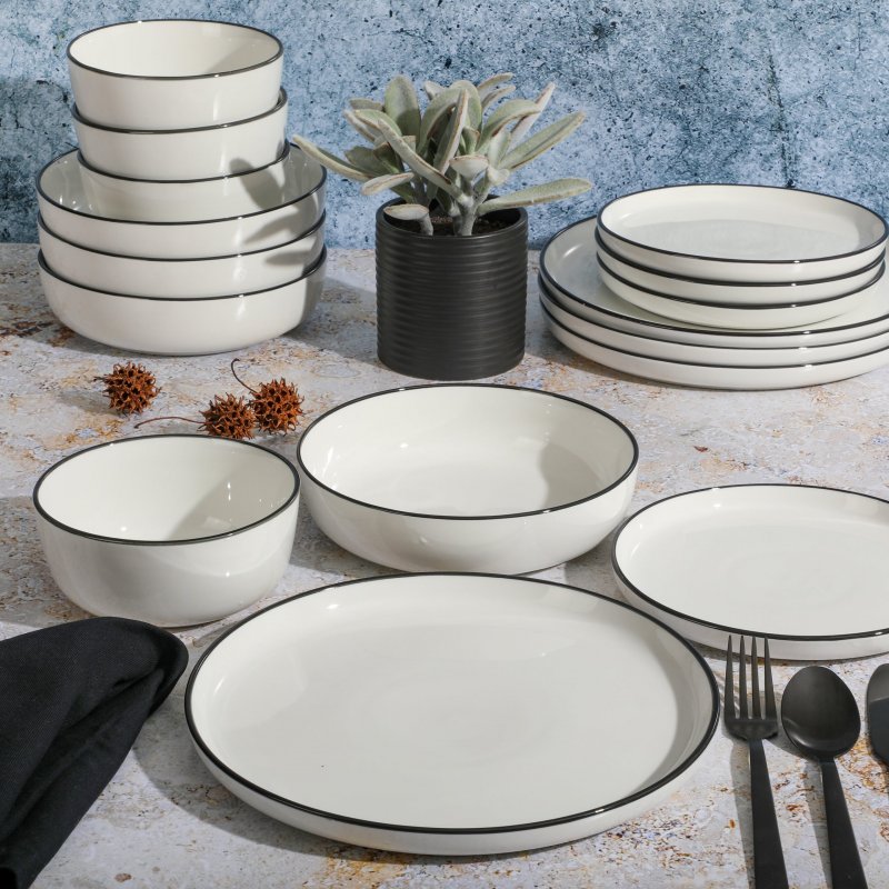 KIKUI Oslo 16-Piece Porcelain Dinnerware Set