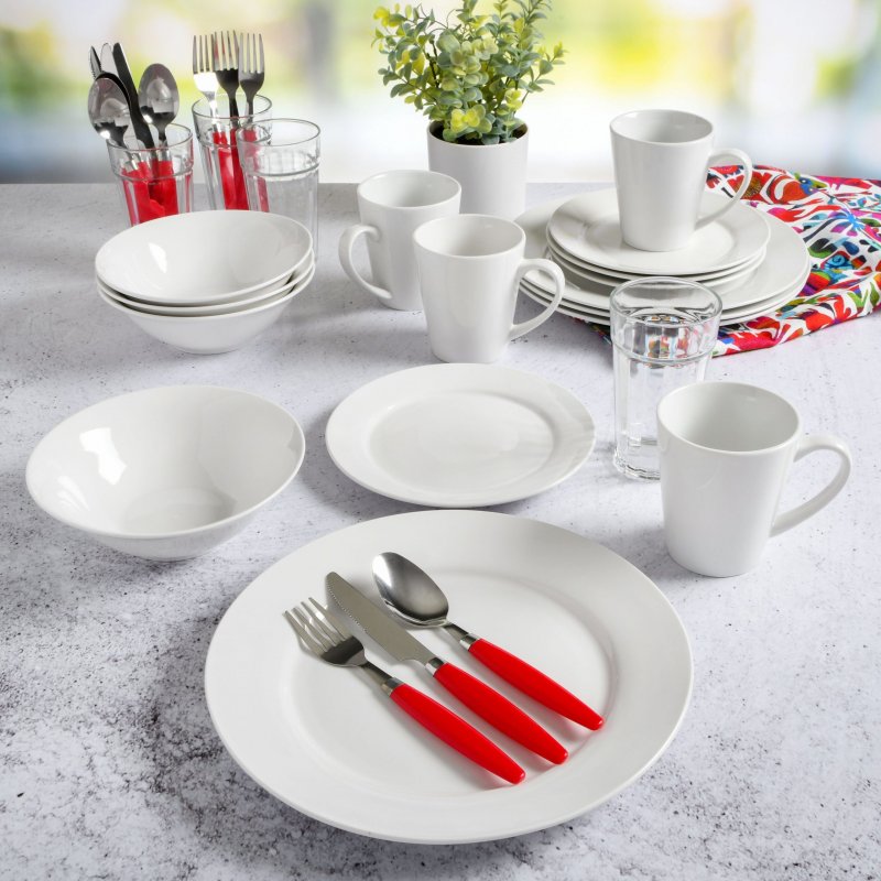 KIKUI Regal White II 32-Piece Dinnerware Combo Set