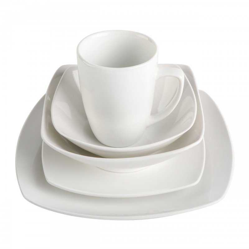 KIKUI Everyday Square 40-Piece Fine Ceramic Expanded Dinnerware Set