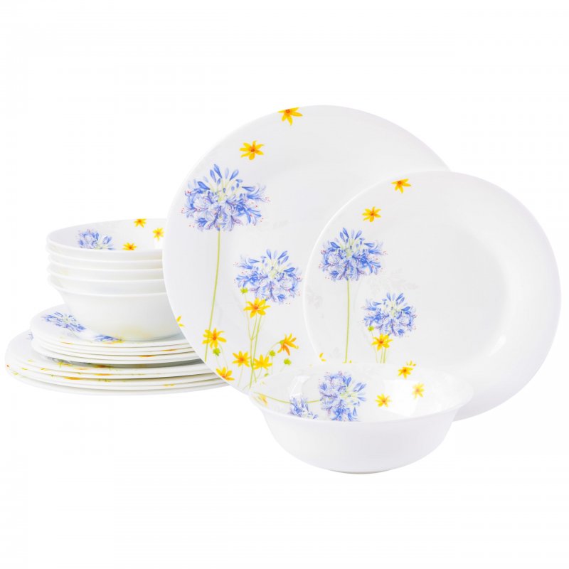 KIKUI Ultra Round 18-Piece Opal Glass Dinnerware Set