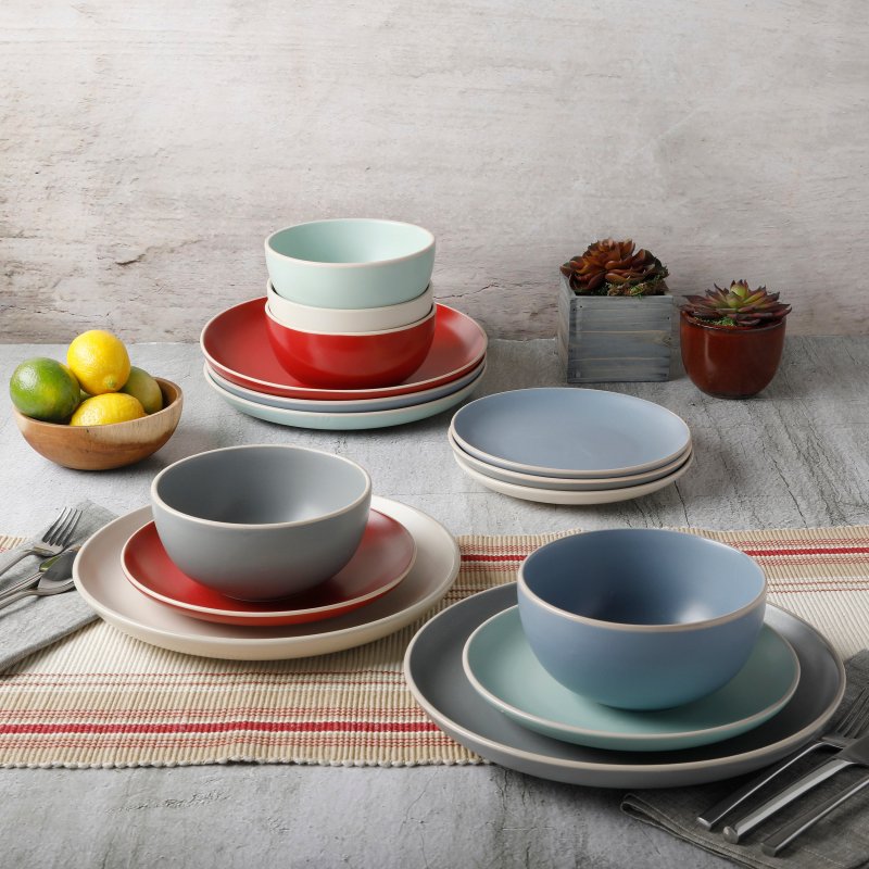 KIKUI Rockaway 12-Piece Stoneware Dinnerware Set