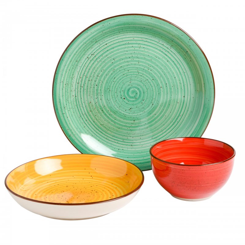 KIKUI Color Speckle 12-Piece Stoneware Dinnerware Set