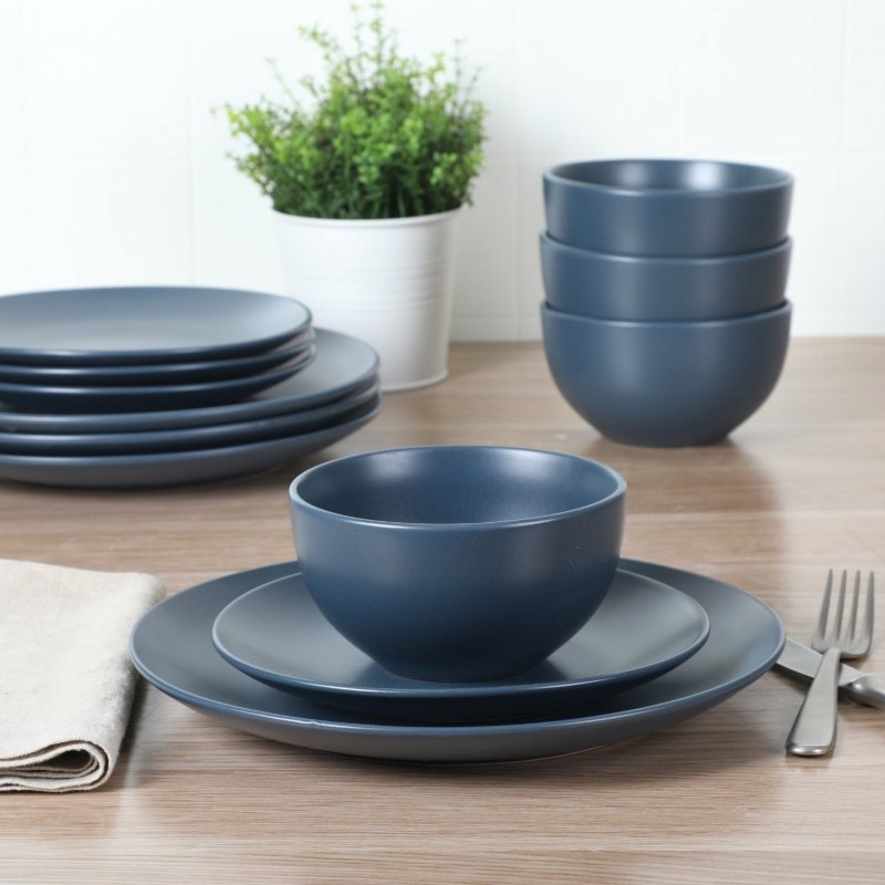 KIKUI Queenslane 12-Piece Stoneware Matte Dinnerware Set