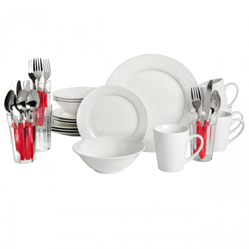 KIKUI Regal White II 32-Piece Dinnerware Combo Set