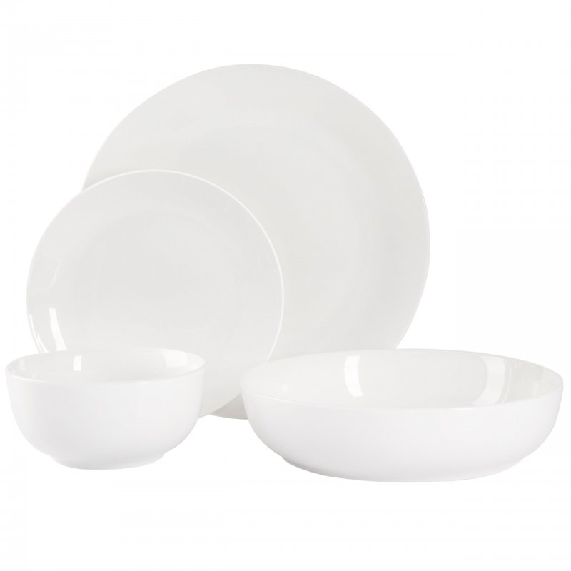 KIKUI Gracious Dining 16-Piece Double Bowl Porcelain Dinnerware Set