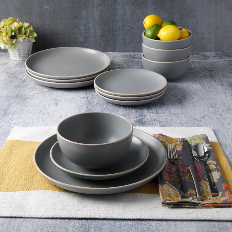 KIKUI Rockaway 12-Piece Stoneware Dinnerware Set