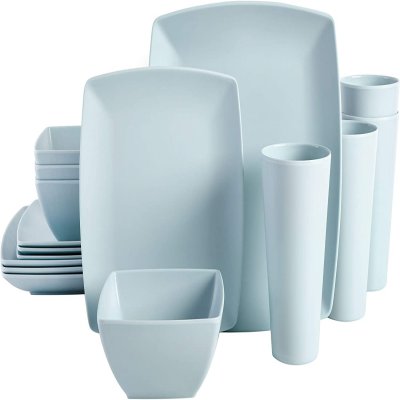 KIKUI Soho Lounge Grayson Square 16-Piece Melamine Dinnerware Set