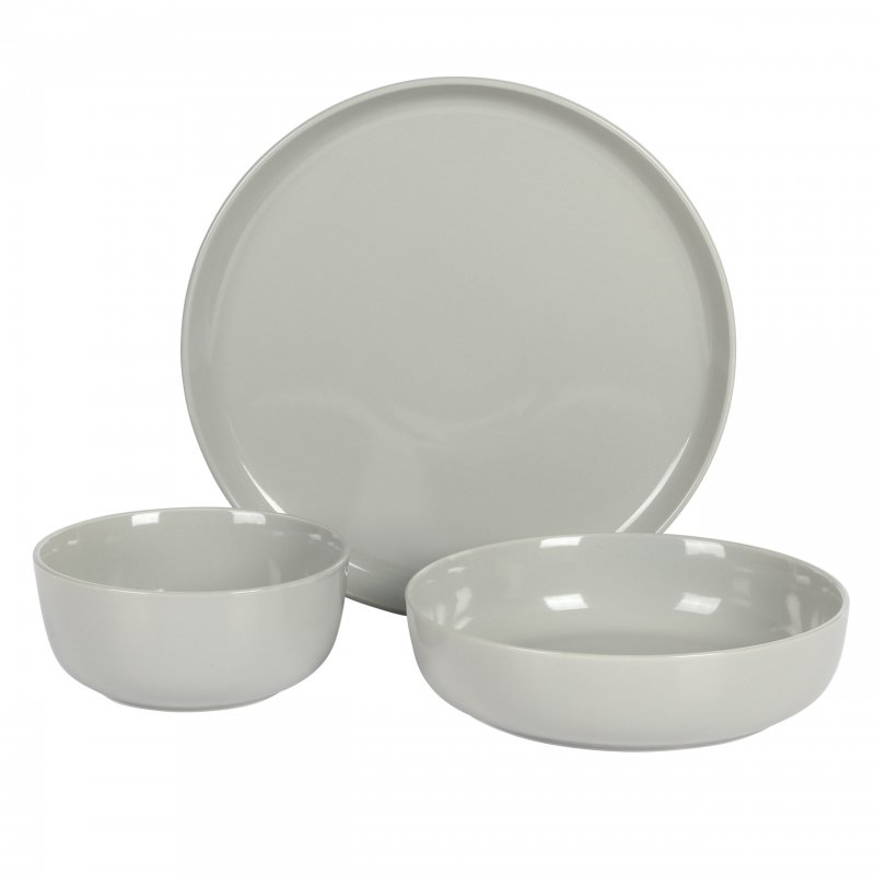 KIKUI Oslo 12-Piece Porcelain Double Bowl Dinnerware Set