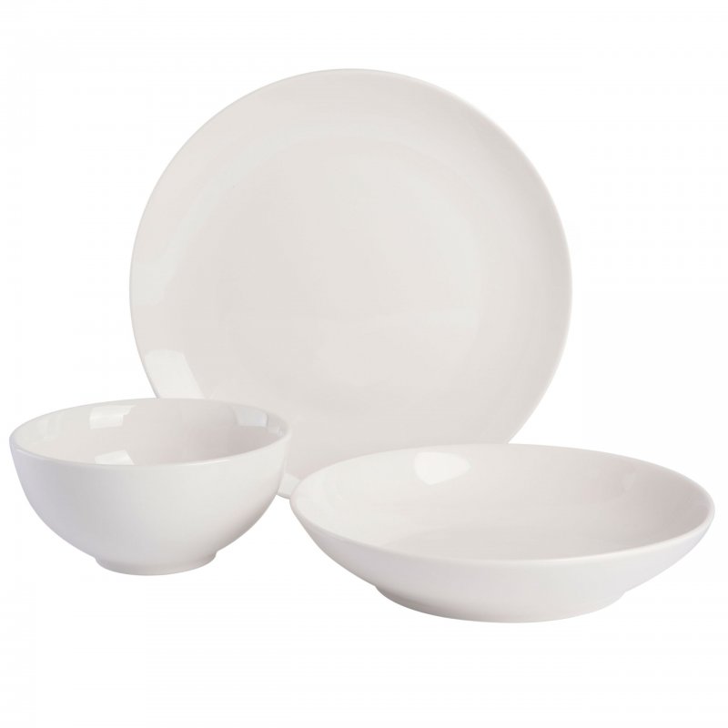 KIKUI Next Gen 12-Piece Double Bowl Fine Ceramic Dinnerware Set