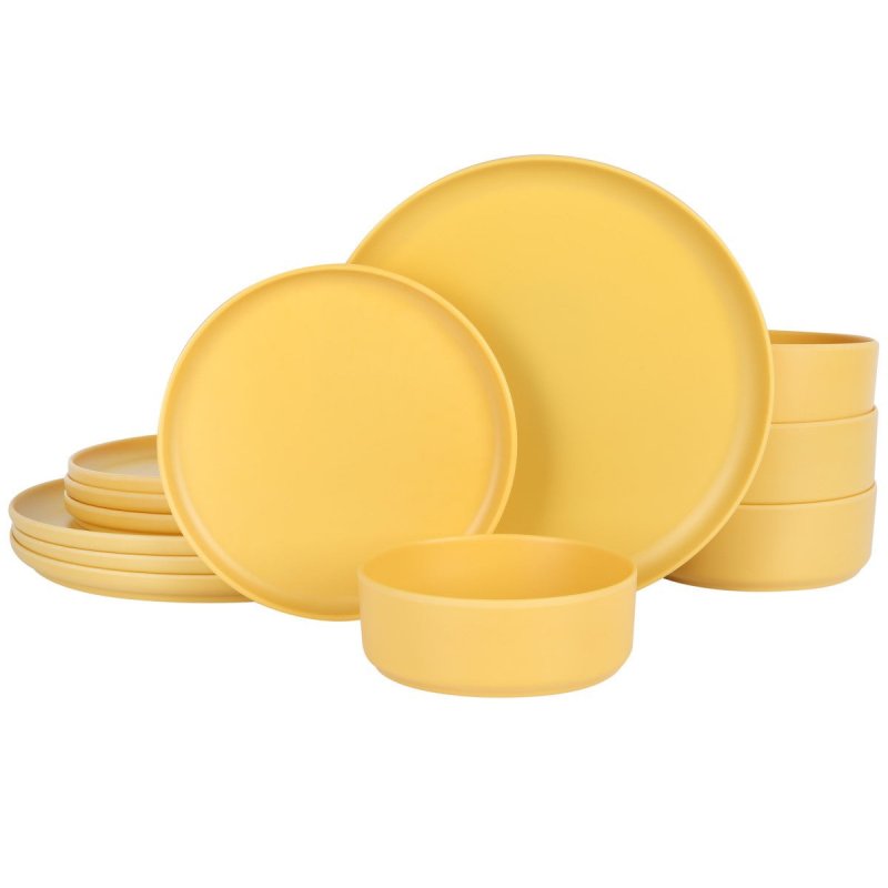 KIKUI Canyon Crest 12-Piece Stackable Matte Melamine Dinnerware Set