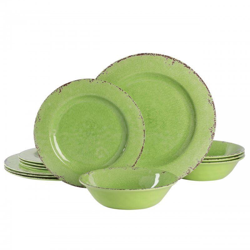 KIKUI Mauna 12-Piece Melamine Dinnerware Set