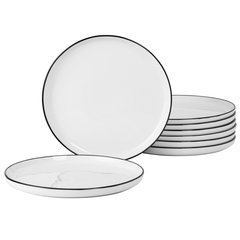 KIKUI Oslo 8-Piece Porcelain 10.5″ Dinner Plate Set