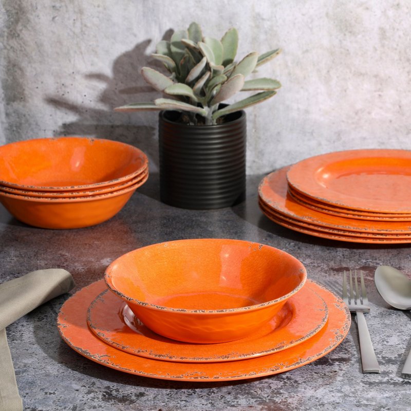 KIKUI Mauna 12-Piece Melamine Dinnerware Set