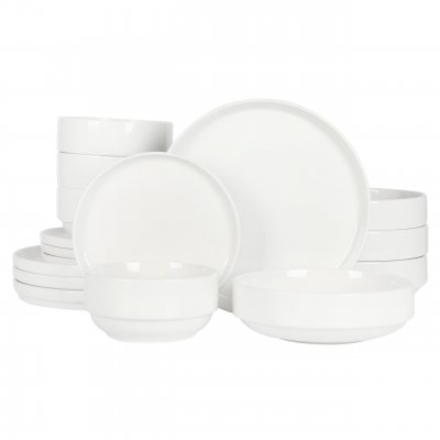 KIKUI Rothernberg 16 Piece Stackable Porcelain Plates and Bowls Dinnerware Set