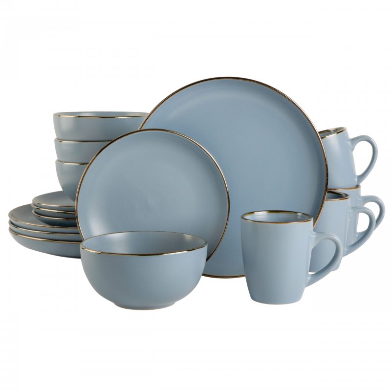 KIKUI Rockaway Gold 16-Piece Stoneware Dinnerware Set