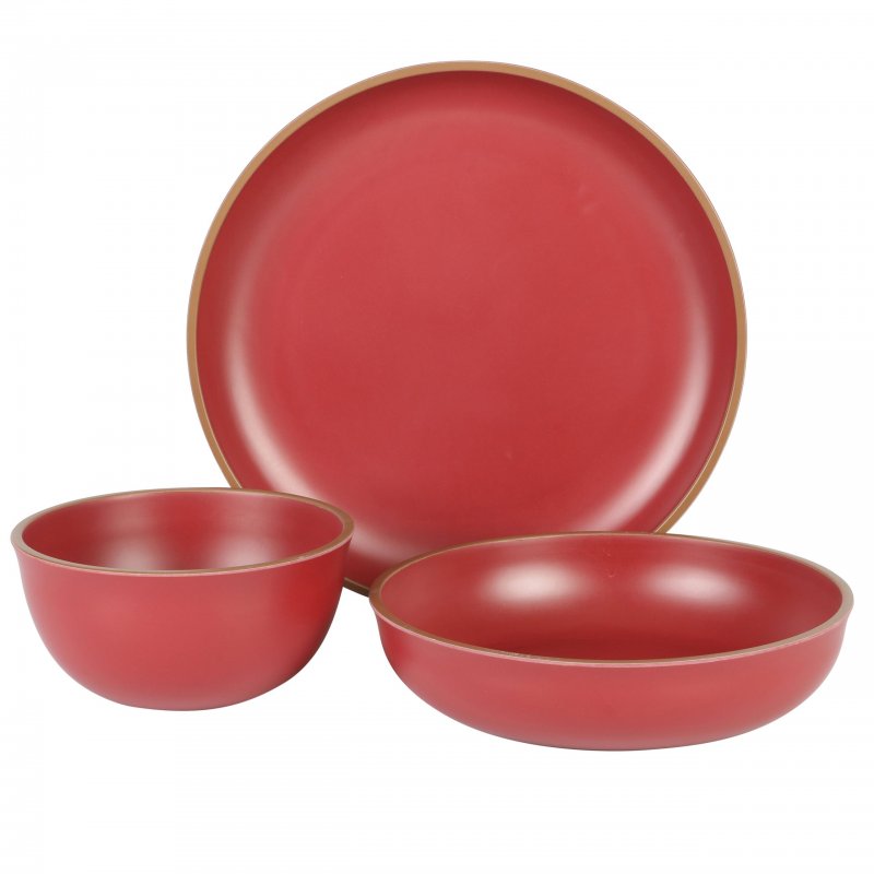 KIKUI Rockabye 12-Piece Double Bowl Melamine Dinnerware Set