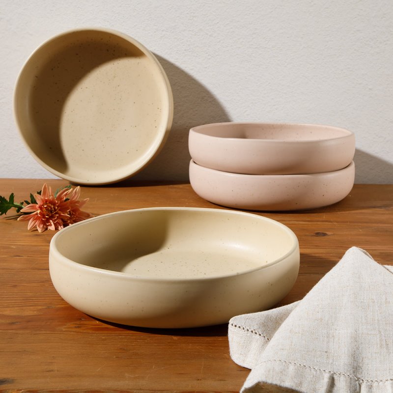 KIKUI Clay 4 Piece Meal, Dinner, Pasta Bowl Set