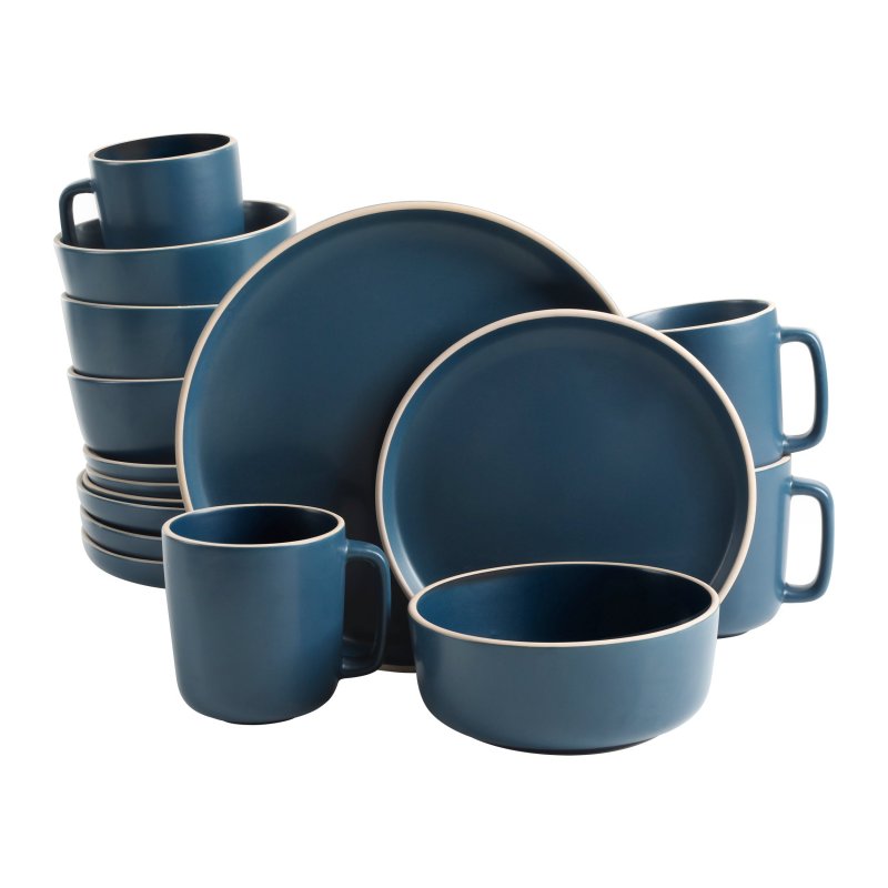 KIKUI Zuma 16-Piece Round Matte Stoneware Dinnerware Set