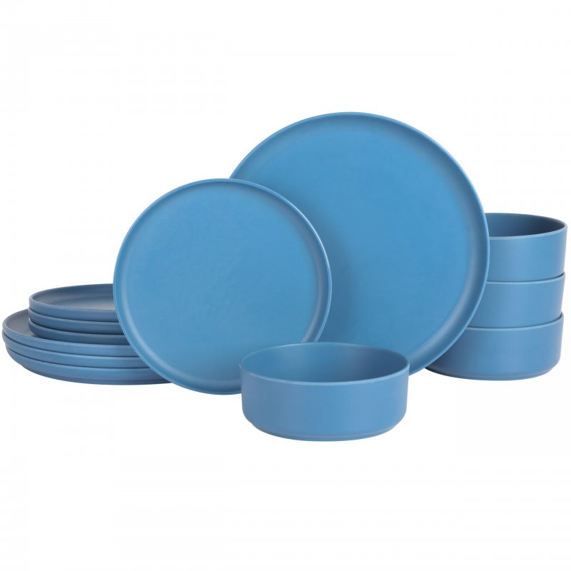 KIKUI Canyon Crest 12-Piece Stackable Matte Melamine Dinnerware Set