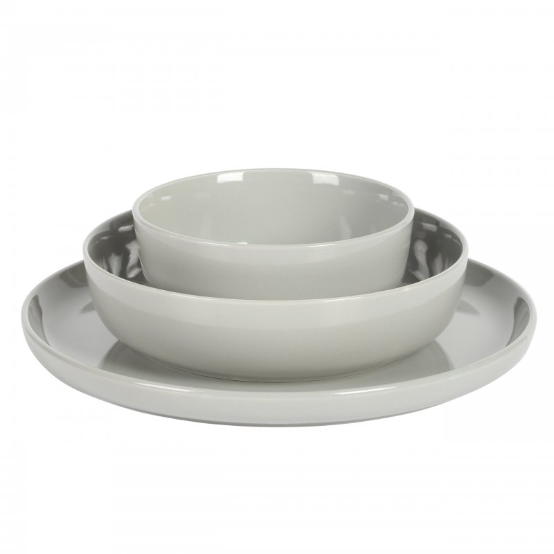 KIKUI Oslo 12-Piece Porcelain Double Bowl Dinnerware Set