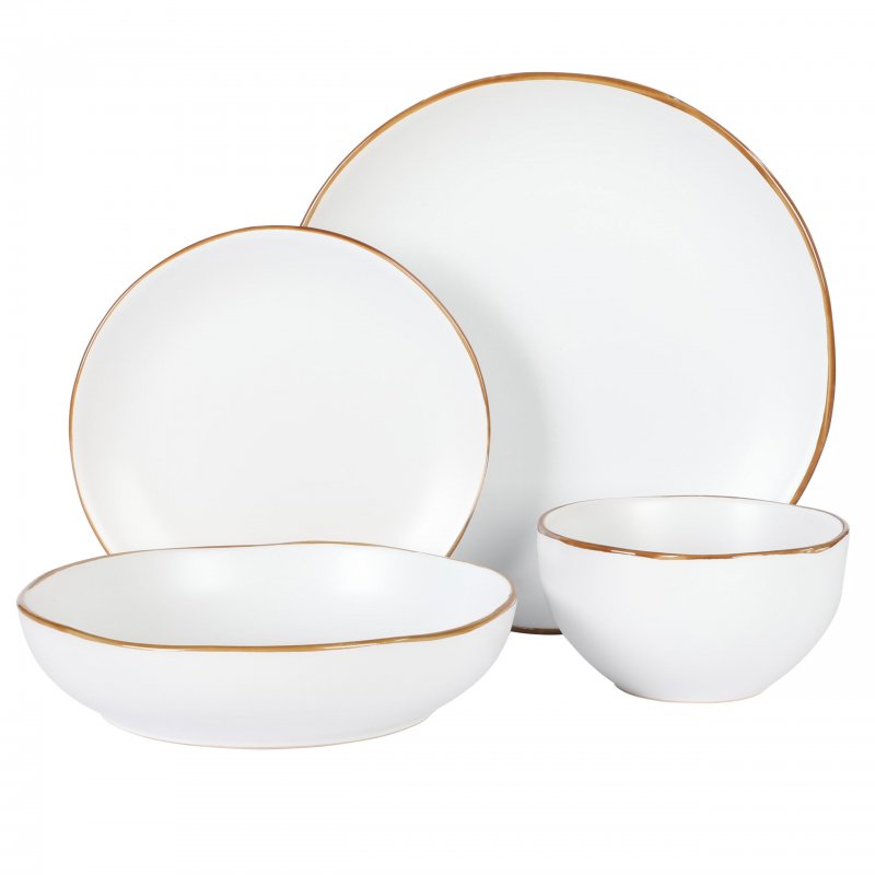 KIKUI Hazeltine 16 Piece Plates and Bowls Dishes Stoneware Ceramic Dinnerware Set