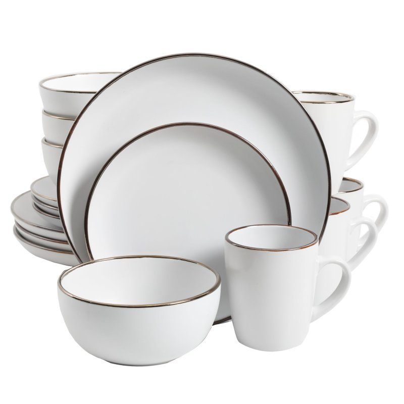 KIKUI Rockaway Gold 16-Piece Stoneware Dinnerware Set