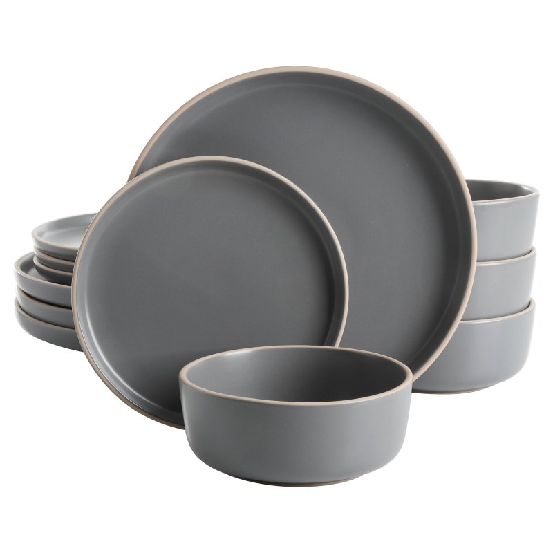 KIKUI Everyday Essential 12-Piece Stoneware Dinnerware Set