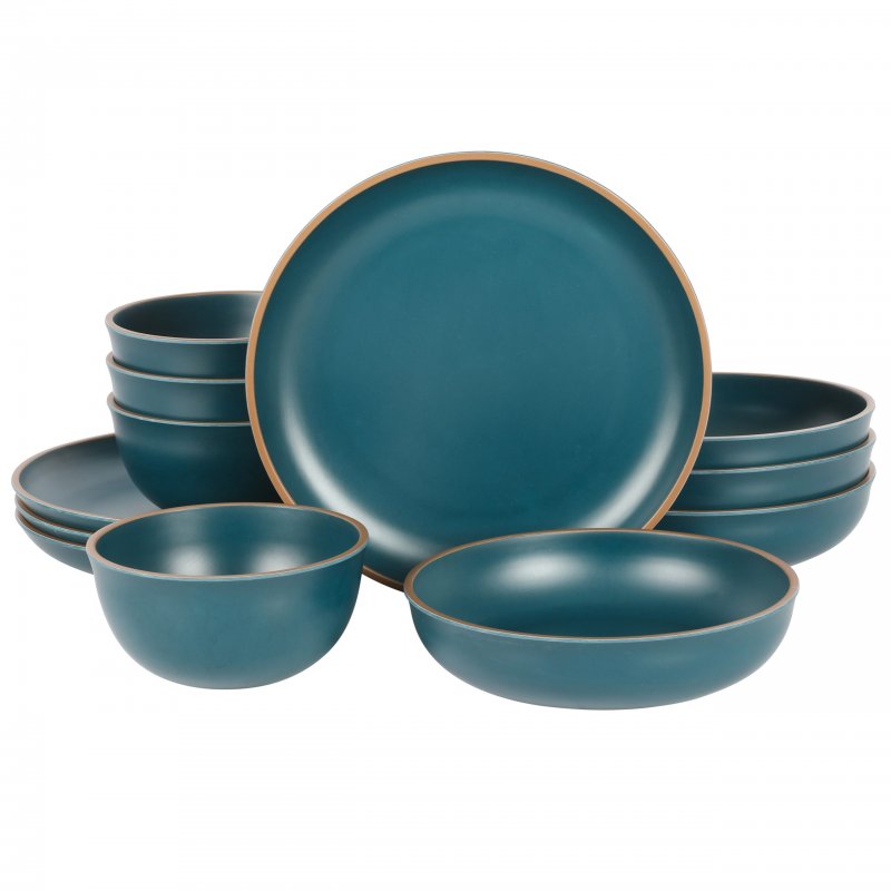 KIKUI Rockabye 12-Piece Double Bowl Melamine Dinnerware Set