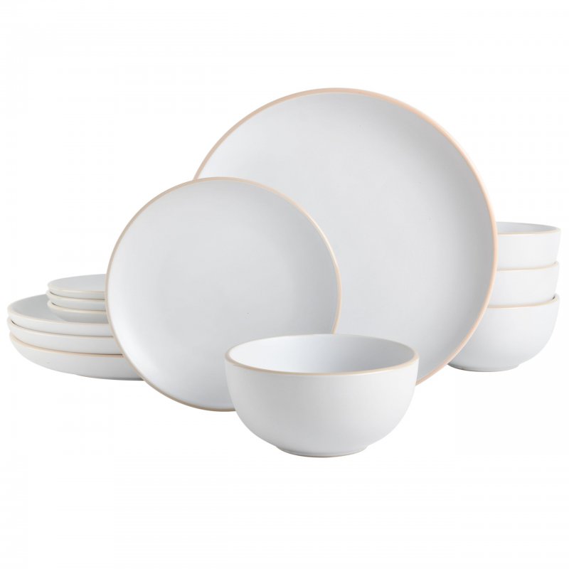 KIKUI Rockaway 12-Piece Stoneware Dinnerware Set