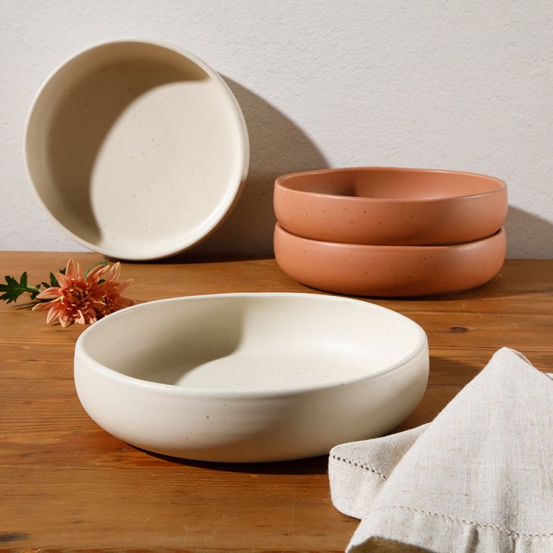 KIKUI Clay 4 Piece Meal, Dinner, Pasta Bowl Set