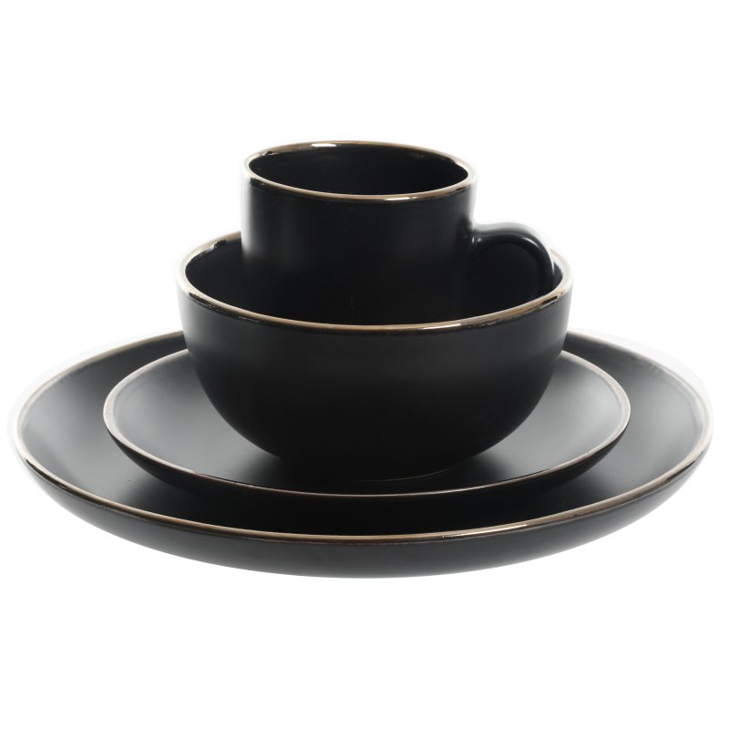 KIKUI Rockaway Gold 16-Piece Stoneware Dinnerware Set