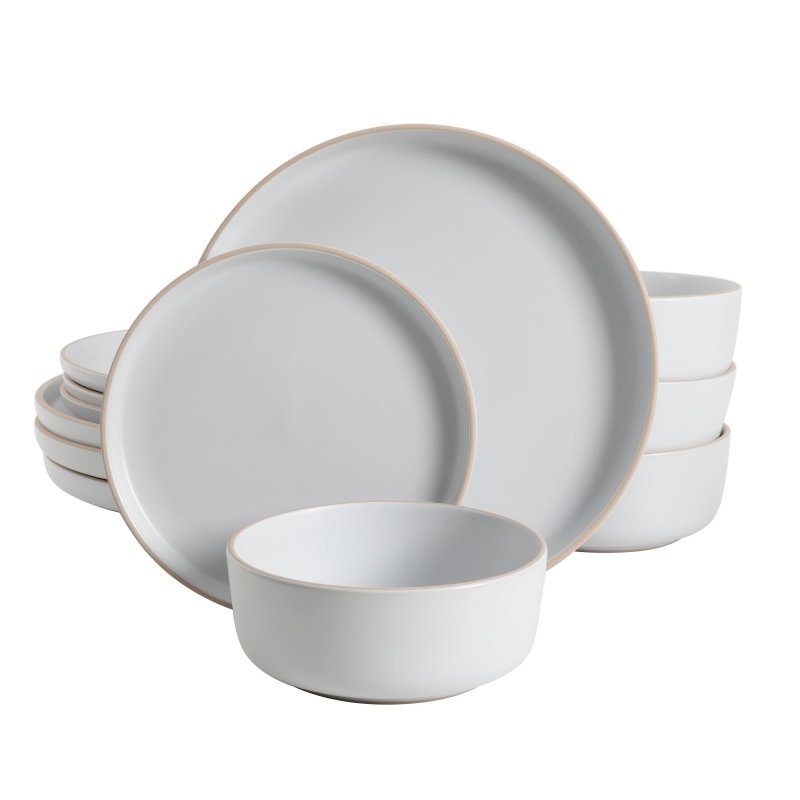 KIKUI Everyday Essential 12-Piece Stoneware Dinnerware Set