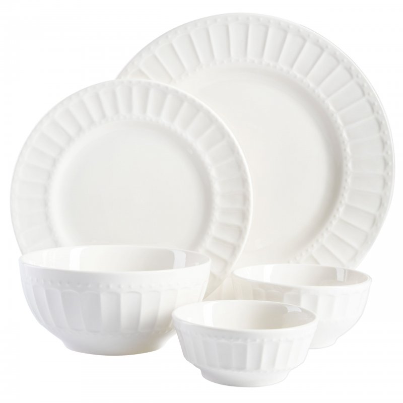 KIKUI Gracious Dining Gourmet Expressions 40-Piece Embossed Porcelain Dinnerware Set