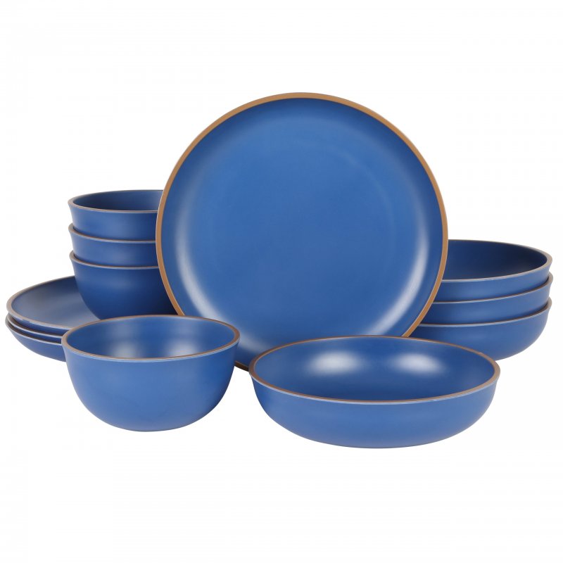 KIKUI Rockabye 12-Piece Double Bowl Melamine Dinnerware Set