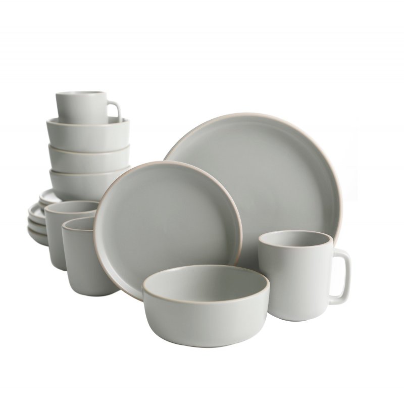 KIKUI Zuma 16-Piece Round Matte Stoneware Dinnerware Set