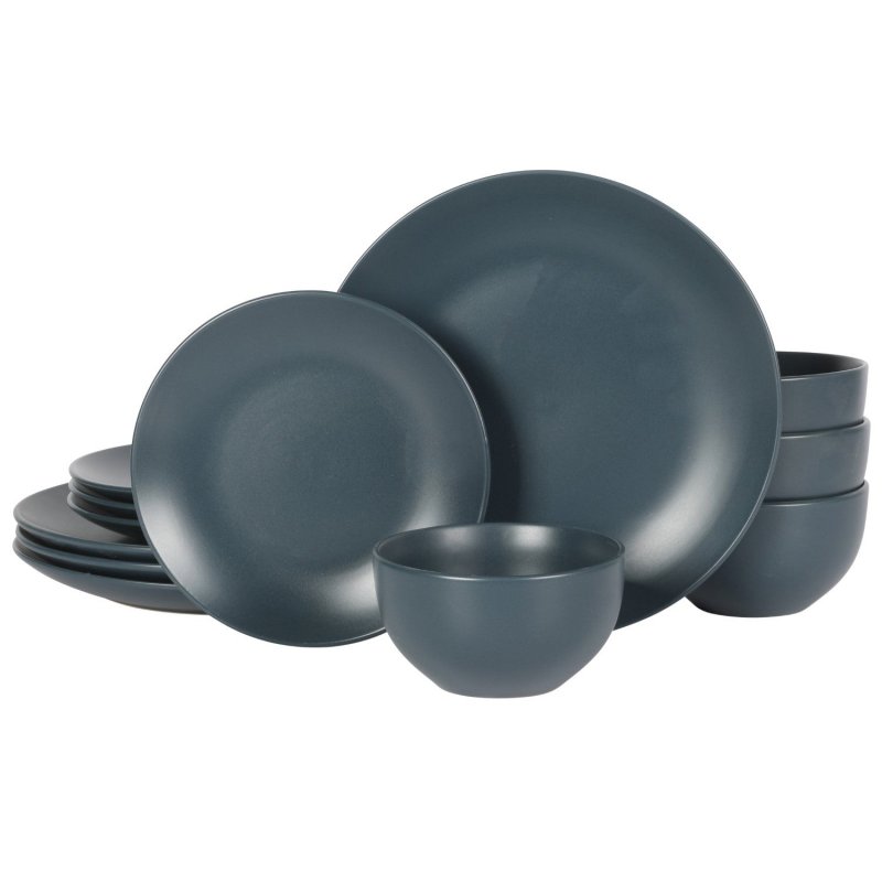 KIKUI Queenslane 12-Piece Stoneware Matte Dinnerware Set